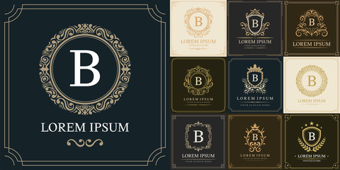 Set of luxury logo template, Initial letter type B, vector illustration