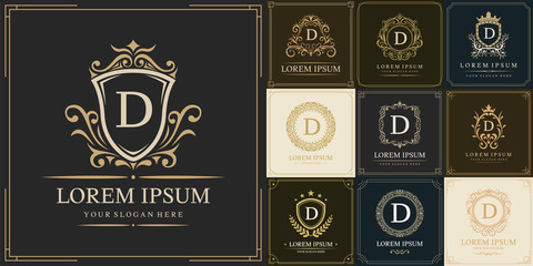 Set of luxury logo template, Initial letter type D, vector illustration