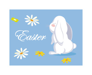label easter with cute rabbit