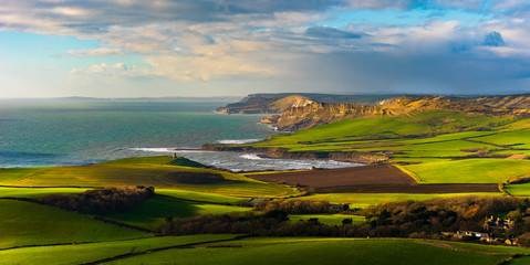 Kimmeridge and the Dorset Coastline from Swyre Head - obrazy, fototapety, plakaty