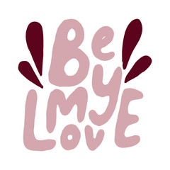 Set of flat flower icons in silhouette isolated and love lettering. Simple retro designs in black and white.