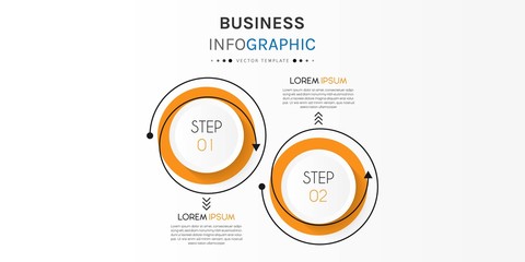 Business infographic element with 2 options, steps, number vector template design