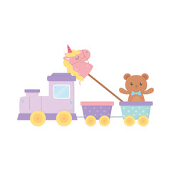 kids zone, train teddy bear and unicorn in stick toys