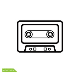 Cassette icon vector logo design template