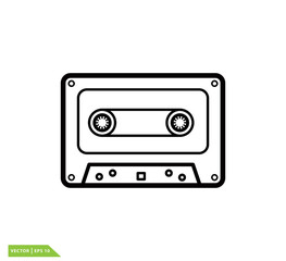 Cassette icon vector logo design template