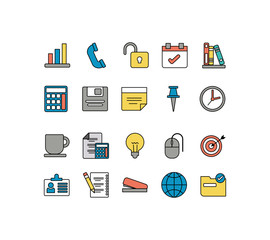 set of icons office , line style icon