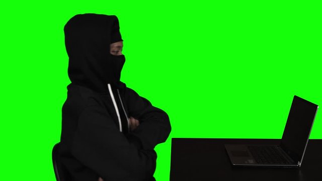 Young man succeeding to hack the security data