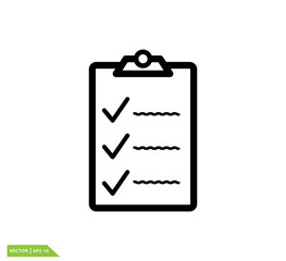 Clipboard and checklist icon vector logo design template