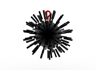 Obraz premium Viral cells and question marks to study problems in viruses