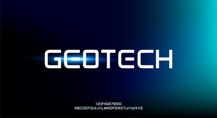 Geotech, an abstract technology futuristic alphabet font. digital space typography vector illustration design	