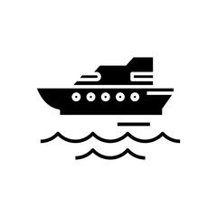 Cruiser ship black icon, concept illustration, vector flat symbol, glyph sign.