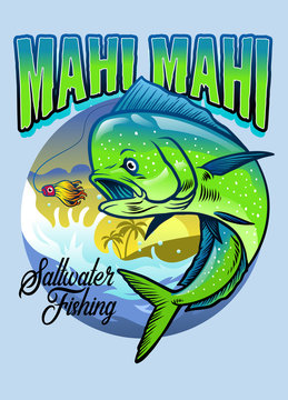 shirt design of mahi mahi fishing