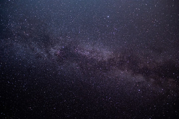 The stars and the milky way in the dark sky at night are very beautiful.