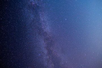 The stars and the milky way in the dark sky at night are very beautiful.