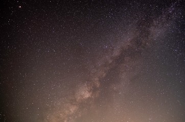 The stars and the milky way in the dark sky at night are very beautiful.