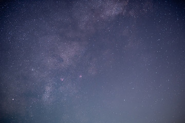 The stars and the milky way in the dark sky at night are very beautiful.