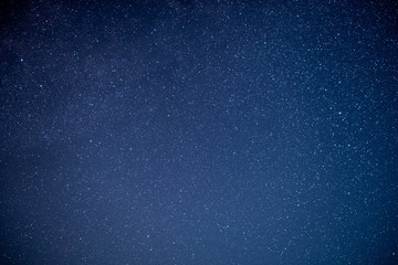 The stars and the milky way in the dark sky at night are very beautiful.
