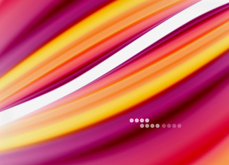 Wave lines abstract background, smooth silk design with rainbow style colors. Liquid fluid color waves. Vector Illustration