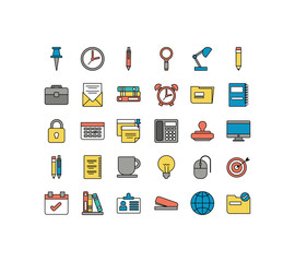 set of icons office , line style icon