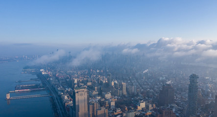 New York City in early morning, aerial photography 