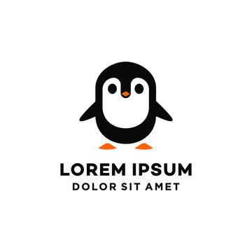 penguin mascot logo icon vector illustration isolated on white background