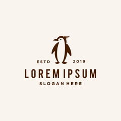vintage Hipster penguin logo badge label vector illustration © Ramosh Artworks