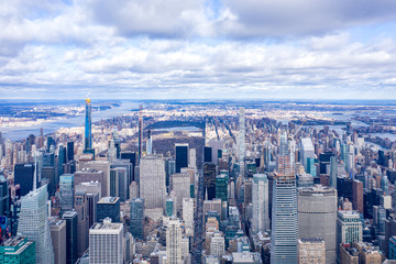 New York City Midtown Skyline in daytime, aerial photography 