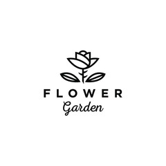 rose flower logo icon design vector in trendy linear line outline style