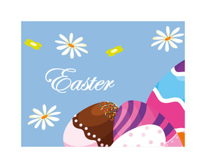 Obraz na płótnie Canvas easter label with eggs, greeting card