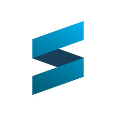 blue square letter s modern shape color logo design