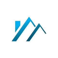 roof top blue housing real estate logo design