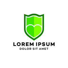love and care icon, shield with heart logo design vector