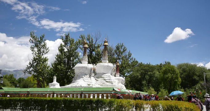 4k Potala & white stupa in Lhasa-Tibet.