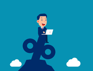 working on percentage. Business marketing concept