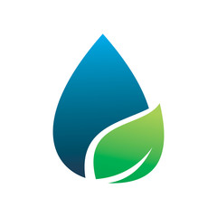 blue green nature color leaf water drop logo design