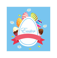 easter label with eggs, greeting card