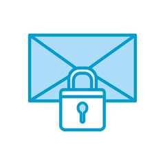 Isolated padlock and envelope line and fill style icon vector design