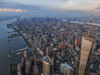 New York with World Trade Center, aerial photography