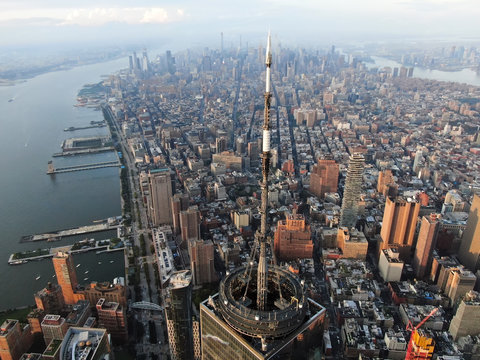 New York with World Trade Center, aerial photography