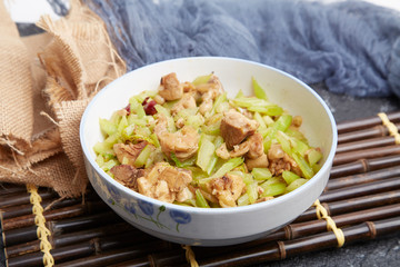Fried chicken with celery
