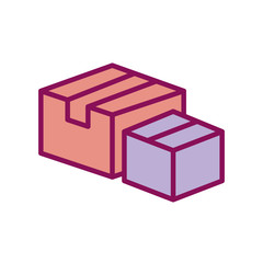 Isolated delivery boxes line and fill style icon vector design