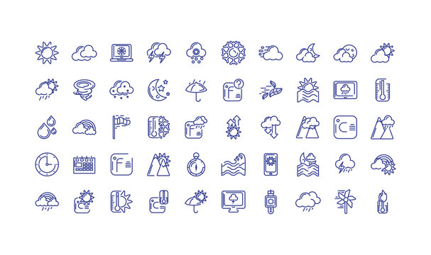 weather icons set over white background, line style