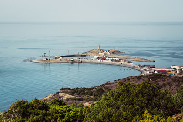 The Great Utrish Peninsula in the Krasnodar Territory, Russia. View from the reserve. Morning, spring