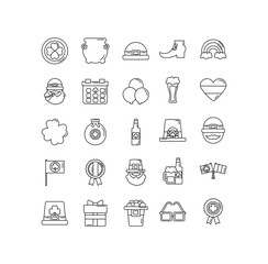 set of icons st patrick day, flat style icon