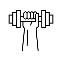 Lifting dumbbells line icon, concept sign, outline vector illustration, linear symbol.