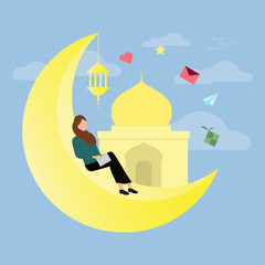 Koncept illustration of ramadan. vector design for landing pages, printing needs, posters, advertisements, presentations and other related matters