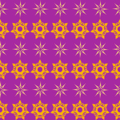 Modern seamless pattern. Background picture in retro style. Template - wallpaper for your design ideas. Color in the image: purple, orange. Vector graphic.
