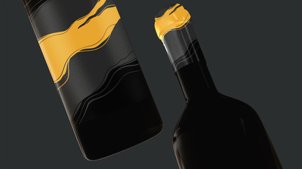 Wine Bottle Mockup 3D Rendering  Realistic