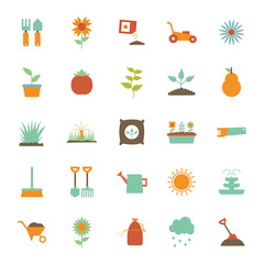 Isolated gardening flat style icon set vector design