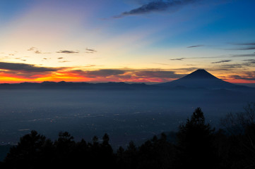 富士山　朝焼　雲　風景　赤　青　空